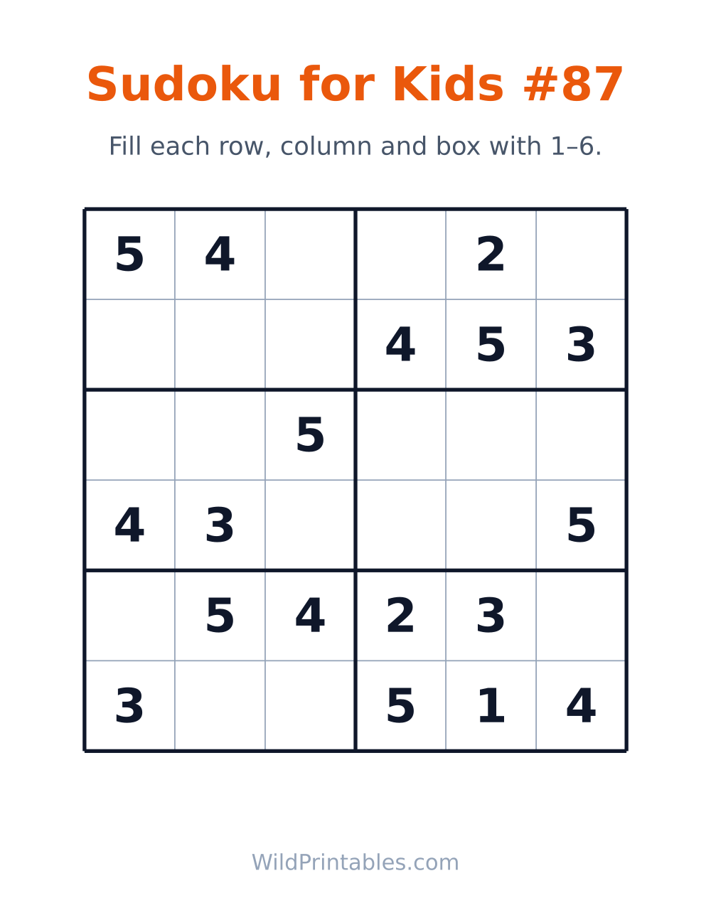 Sudoku for Kids #87 — free printable sudoku for kids