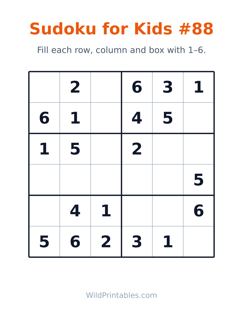 Sudoku for Kids #88 — free printable sudoku for kids