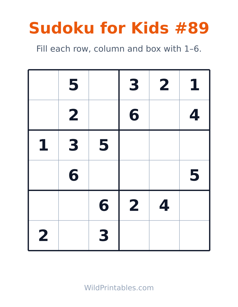 Sudoku for Kids #89 — free printable sudoku for kids