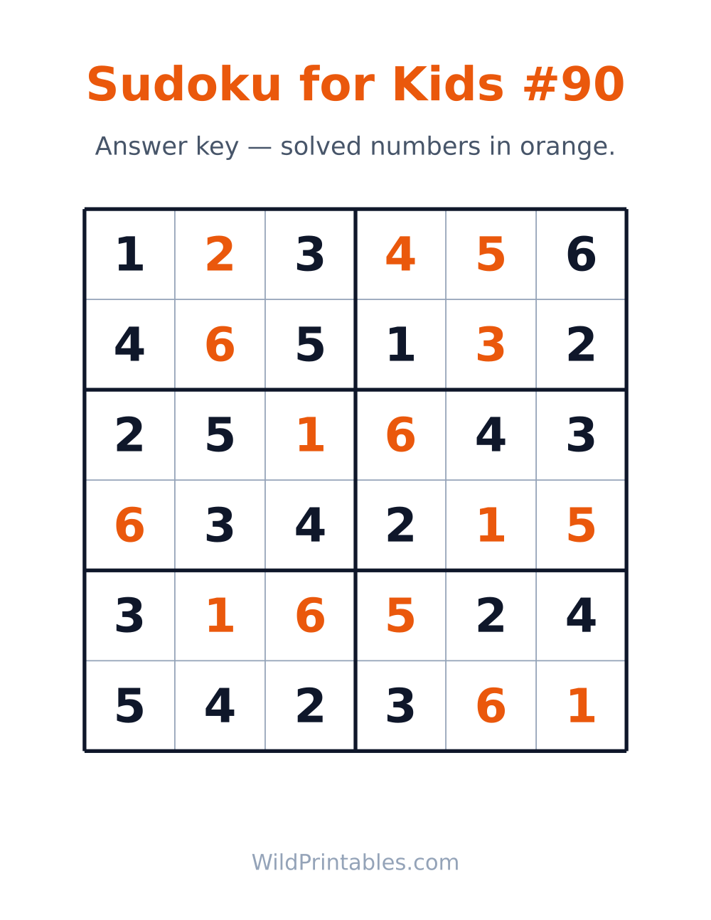 Sudoku for Kids #90 — answer key