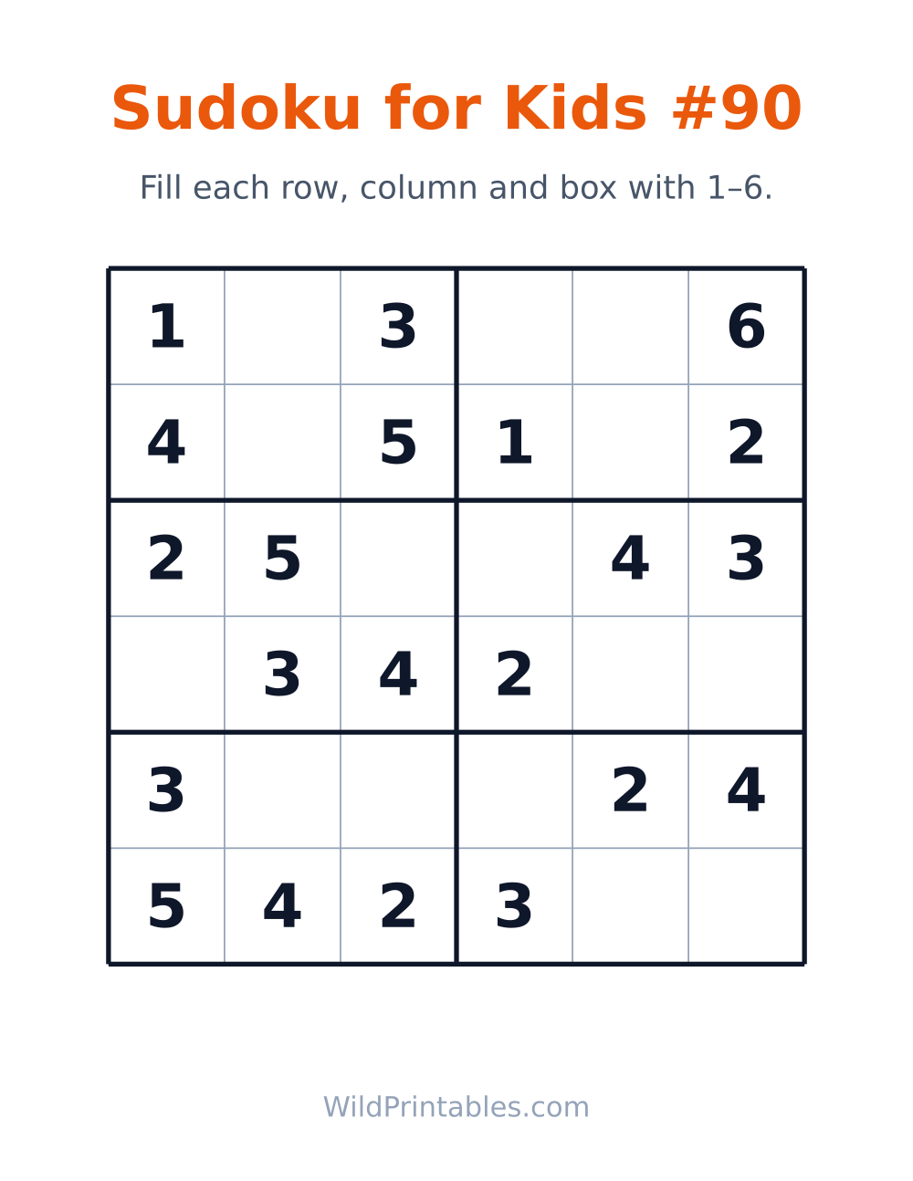 Sudoku for Kids #90 — free printable sudoku for kids