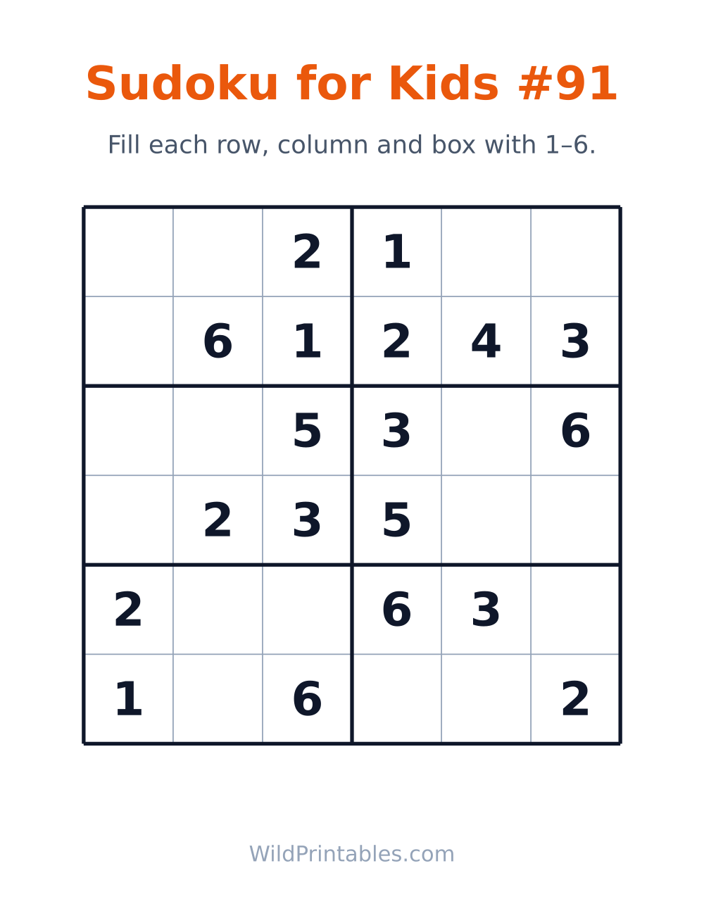 Sudoku for Kids #91 — free printable sudoku for kids