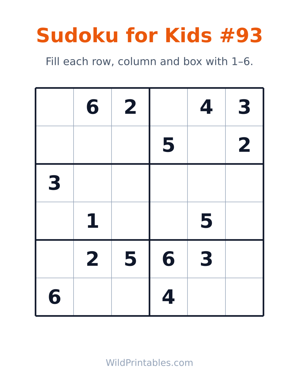 Sudoku for Kids #93 — free printable sudoku for kids