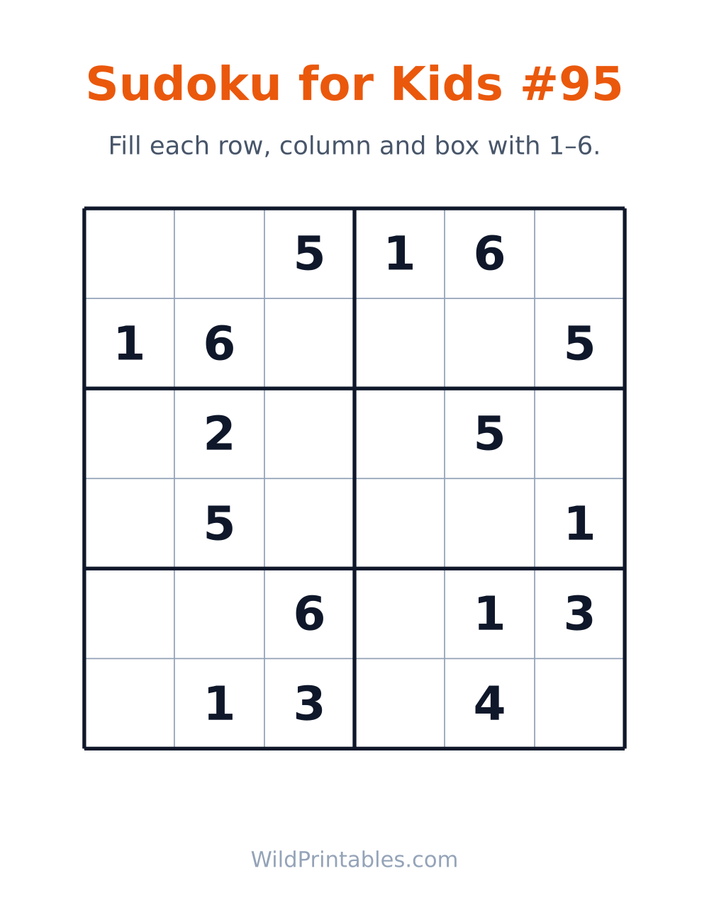 Sudoku for Kids #95 — free printable sudoku for kids