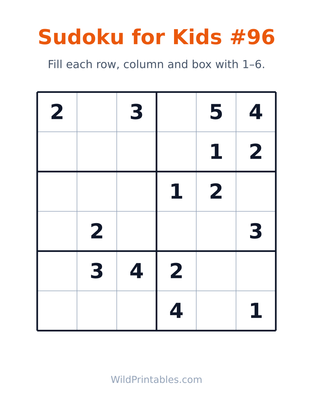 Sudoku for Kids #96 — free printable sudoku for kids
