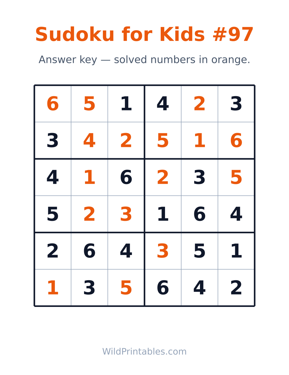 Sudoku for Kids #97 — answer key