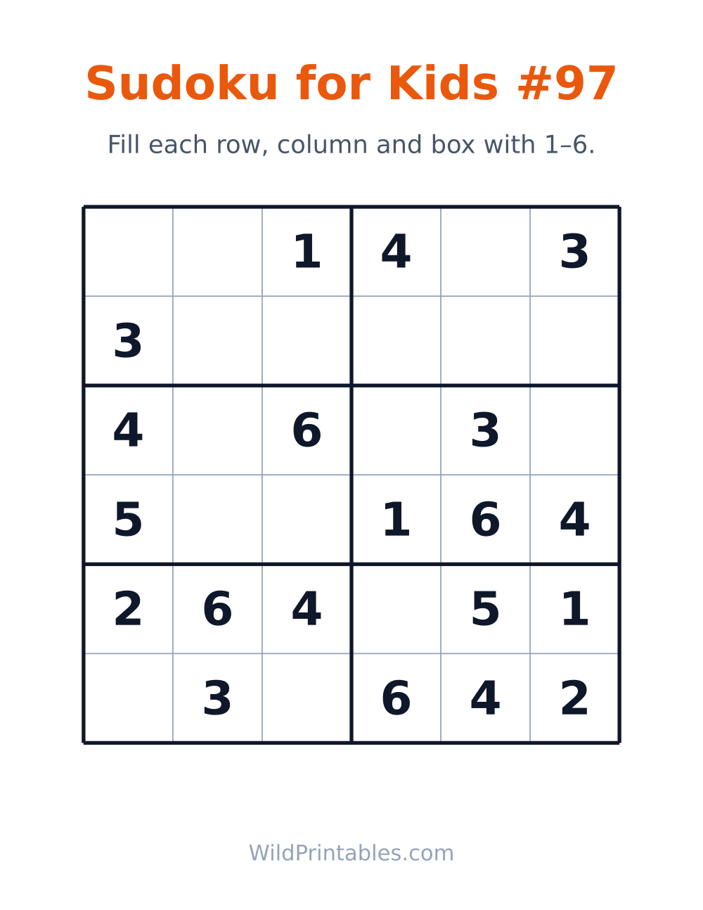 Sudoku for Kids #97 — free printable sudoku for kids