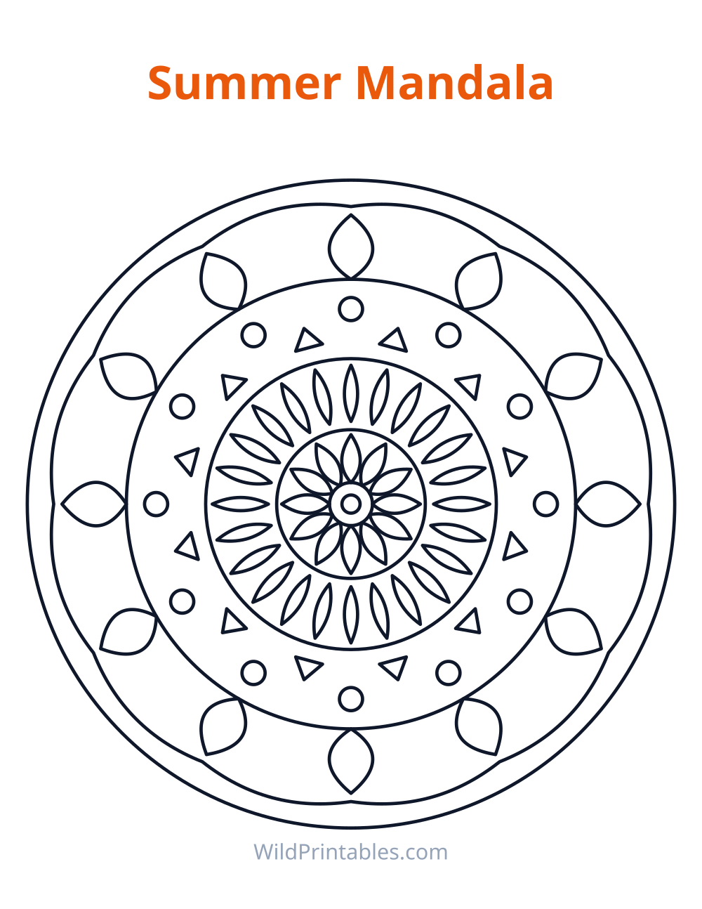 Summer Mandala — free printable mandala for kids to print and color at home