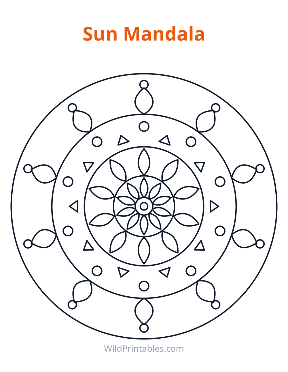 Sun Mandala — free printable mandala for kids to print and color at home