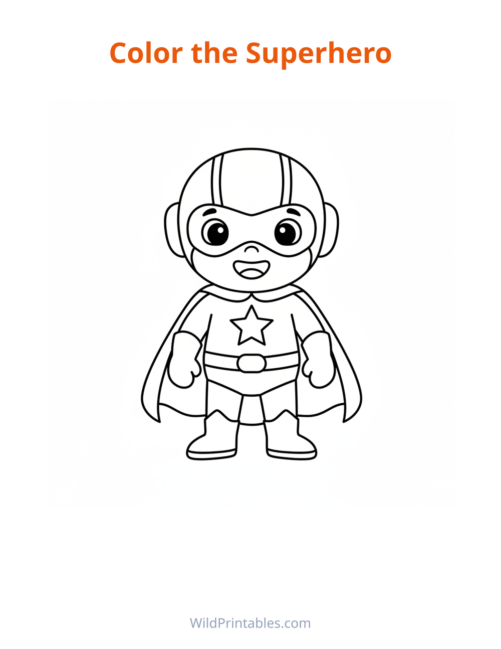 Superhero Coloring Page — free printable coloring for kids to print and color at home
