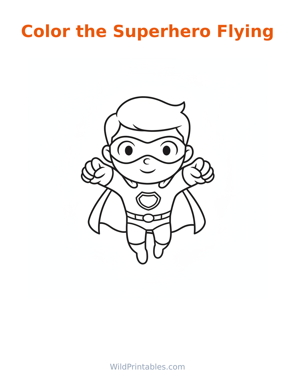 Superhero Flying Coloring Page — free printable coloring for kids