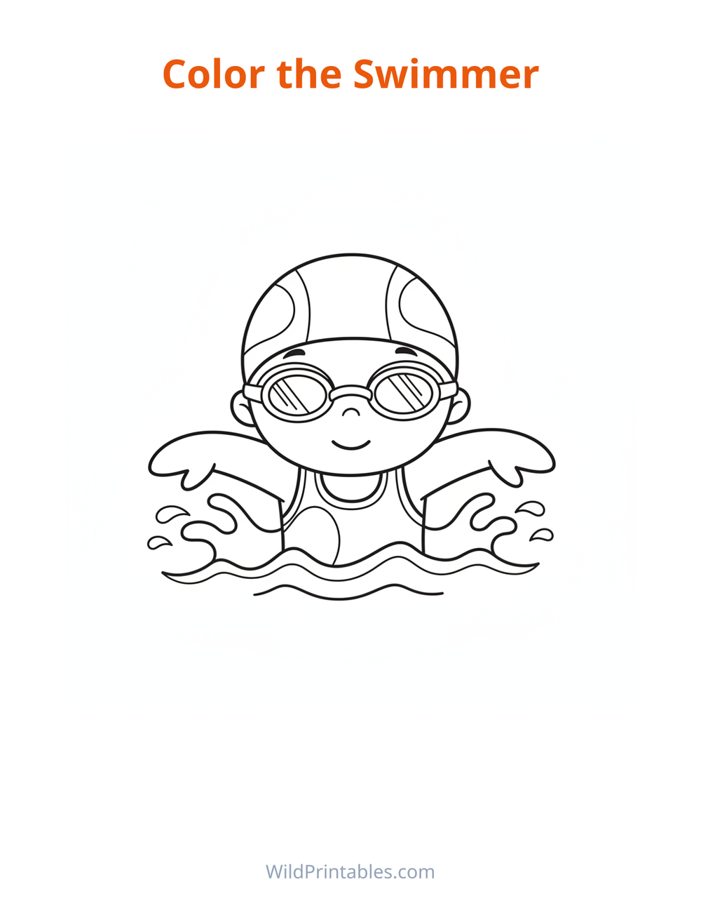 Swimmer Coloring Page — free printable coloring for kids to print and color at home