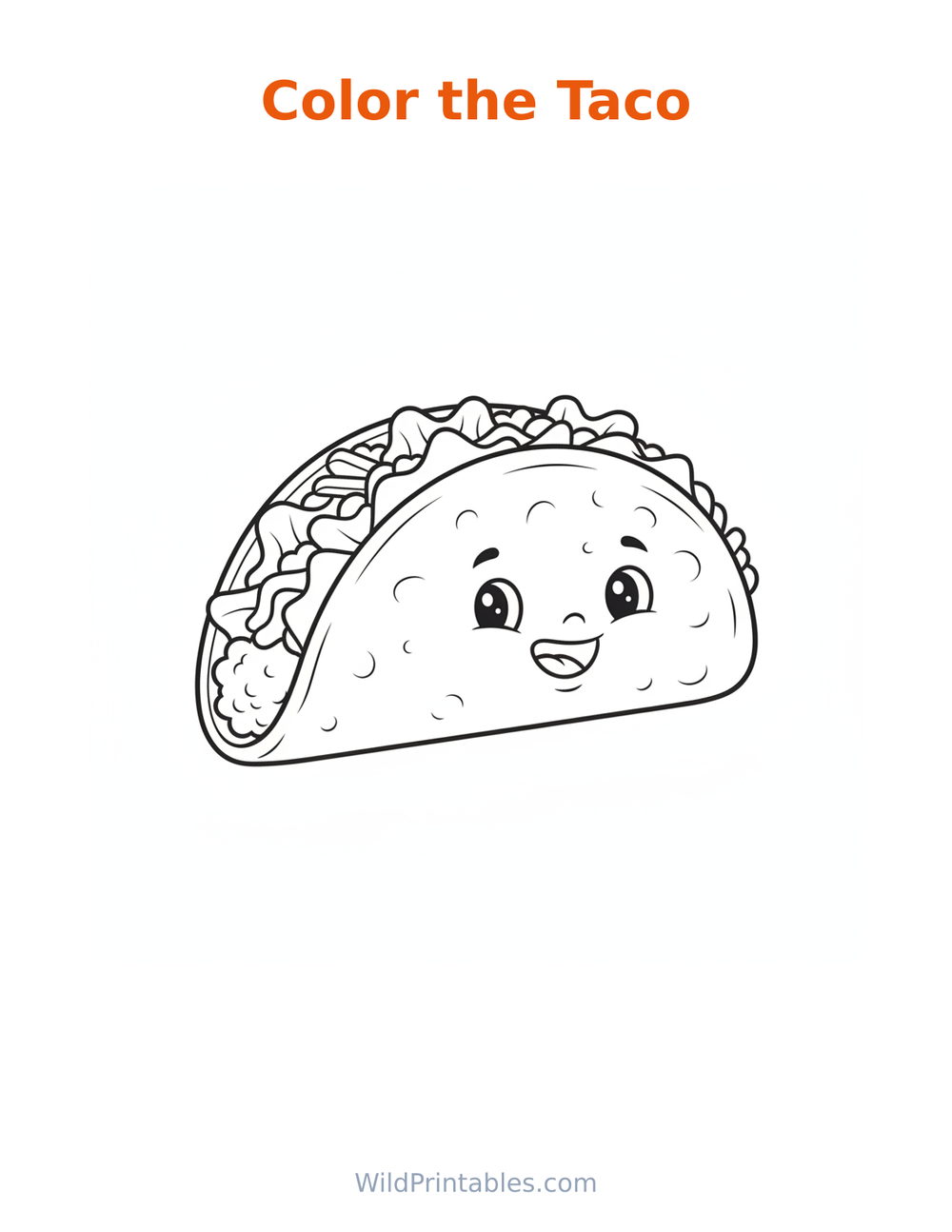 Taco Coloring Page — free printable coloring for kids