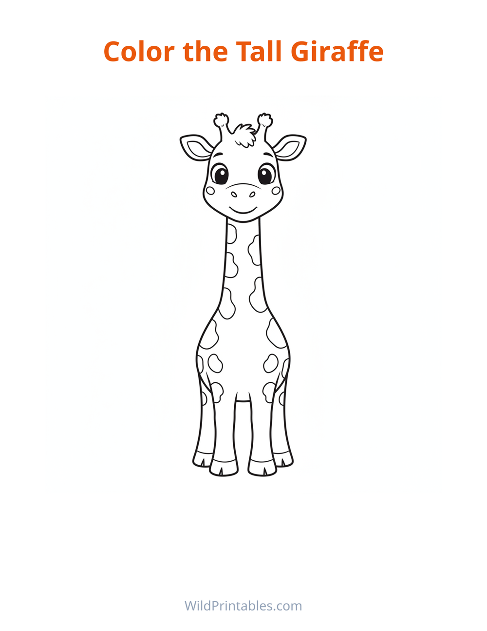 Tall Giraffe Coloring Page — free printable coloring for kids