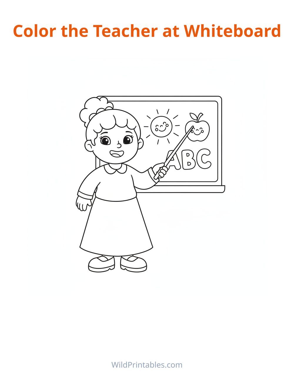 Teacher at Whiteboard Coloring Page — free printable coloring for kids to print and color at home