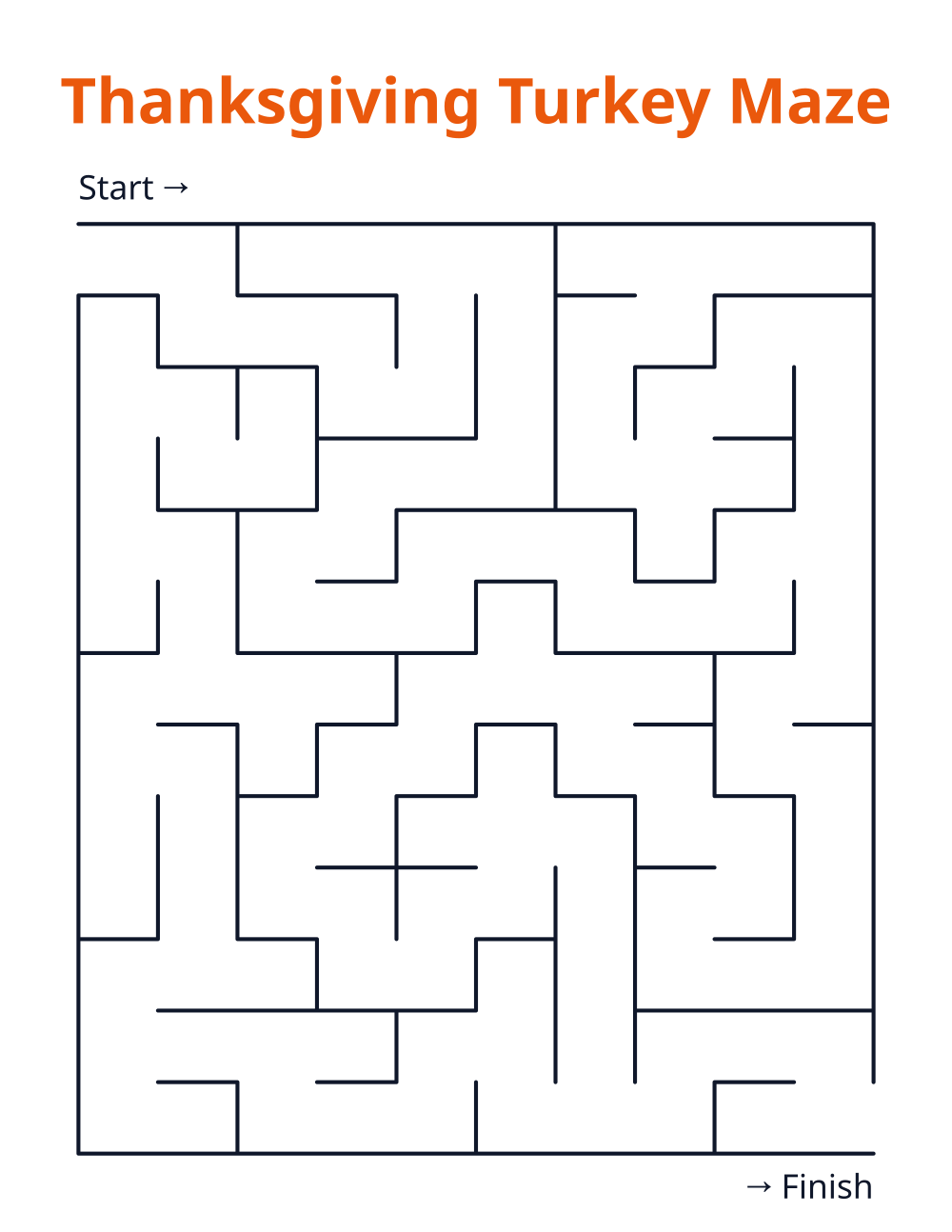 Thanksgiving Turkey Maze — free printable maze for kids