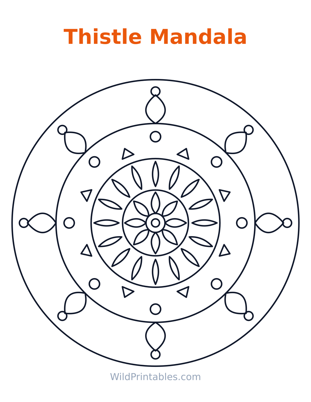 Thistle Mandala — free printable mandala for kids