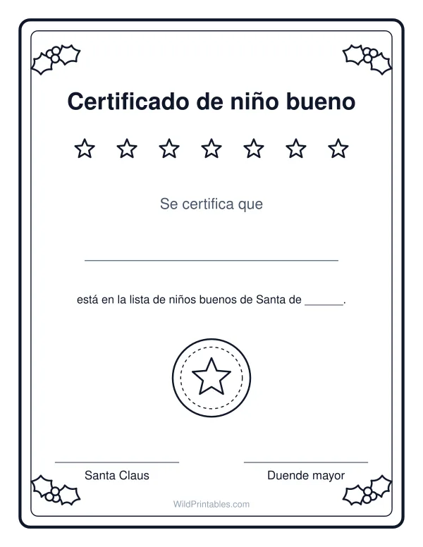 Certificado de niño bueno de Santa: vista previa de la hoja para imprimir