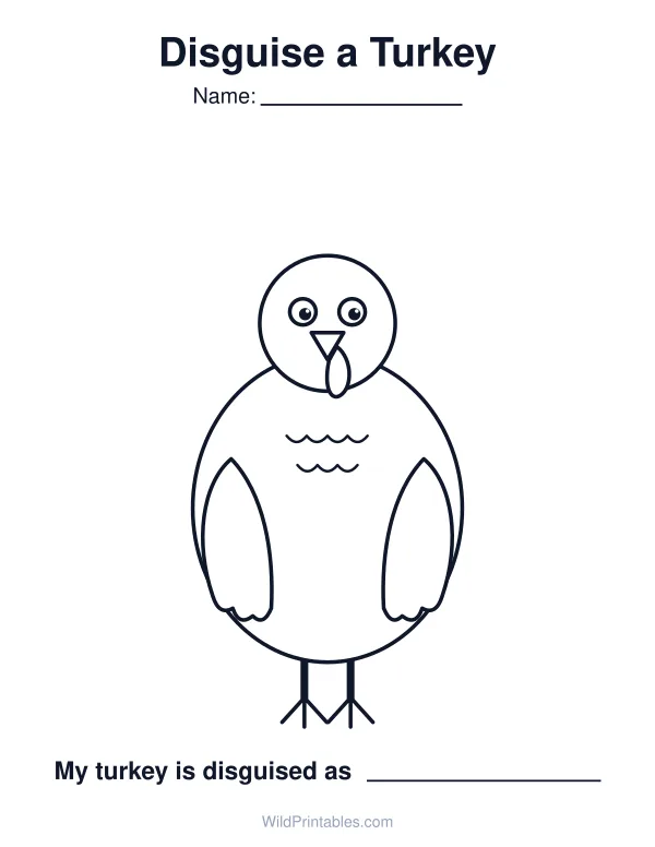 Turkey body template (no feathers): printable page preview