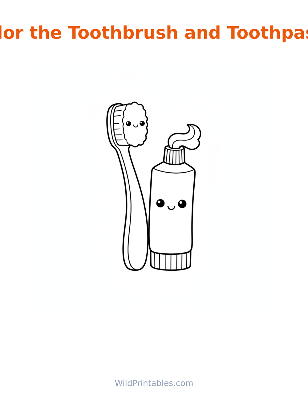 Toothbrush and Toothpaste Coloring Page — free printable coloring for kids