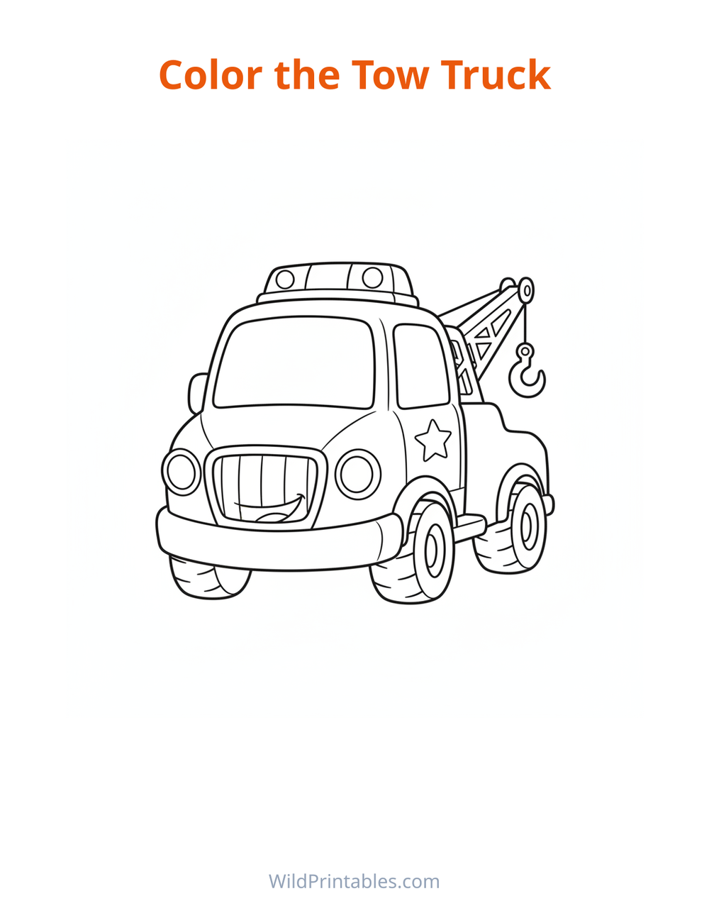 Tow Truck Coloring Page — free printable coloring for kids