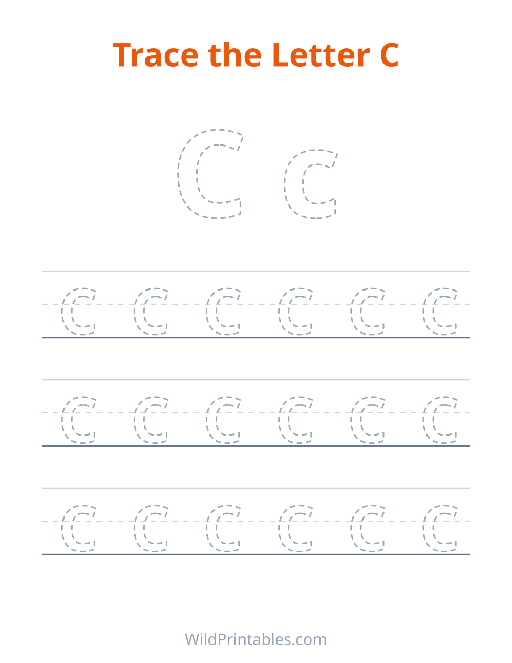 Trace the Letter C — free printable tracing for kids