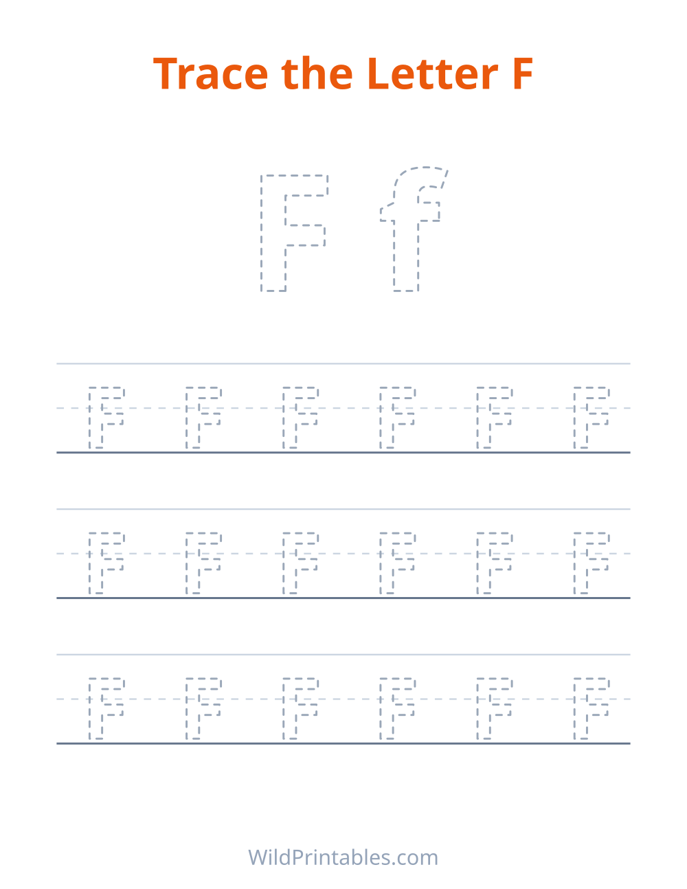 Trace the Letter F — free printable tracing for kids to print and color at home