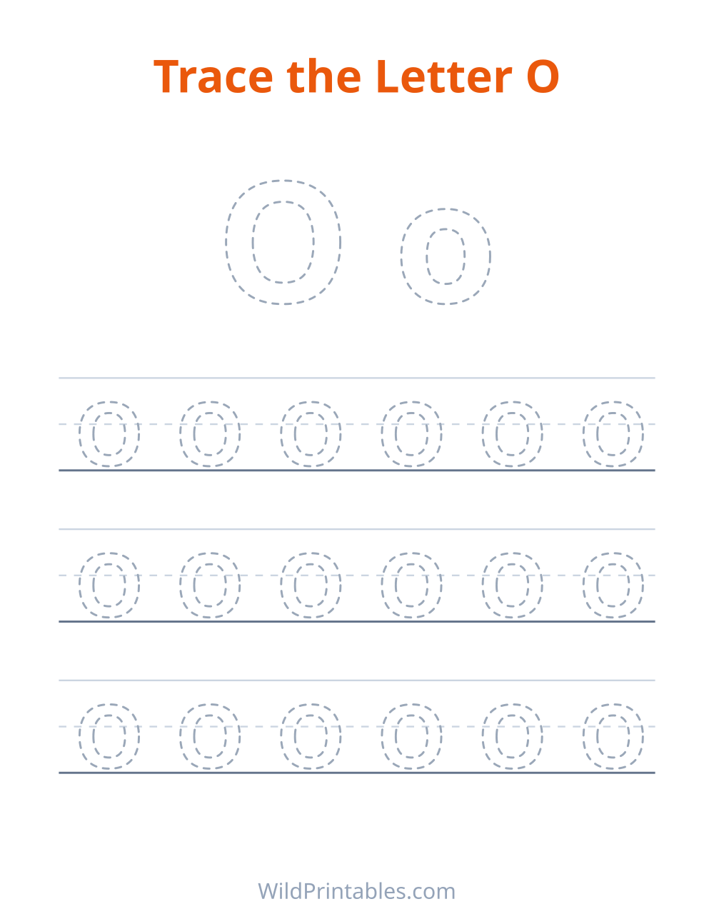 Trace the Letter O — free printable tracing for kids to print and color at home