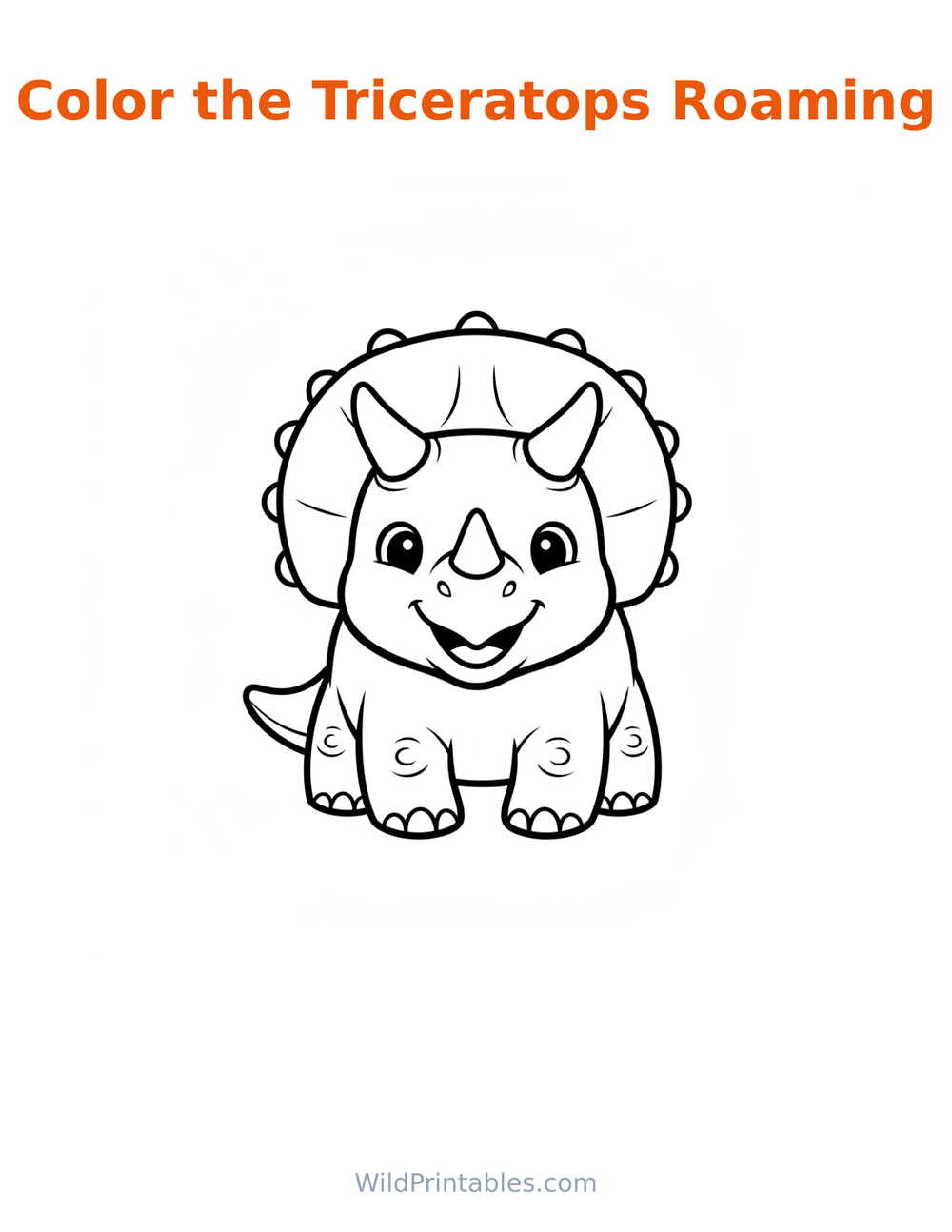 Triceratops Roaming Coloring Page — free printable coloring for kids
