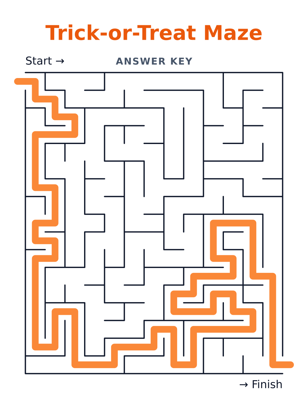 Trick-or-Treat Maze — answer key