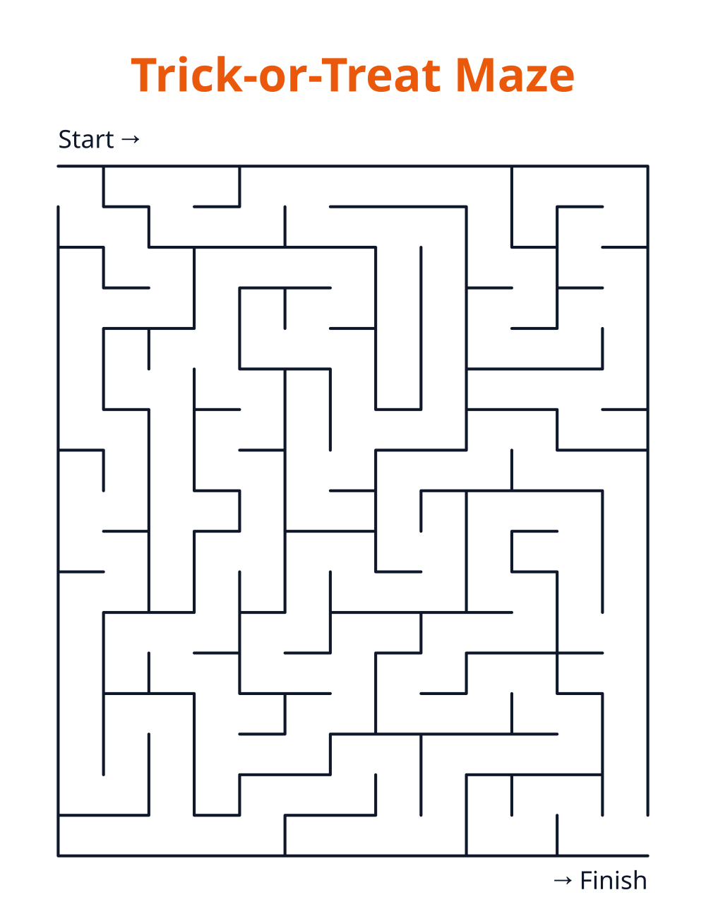 Trick-or-Treat Maze — free printable maze for kids