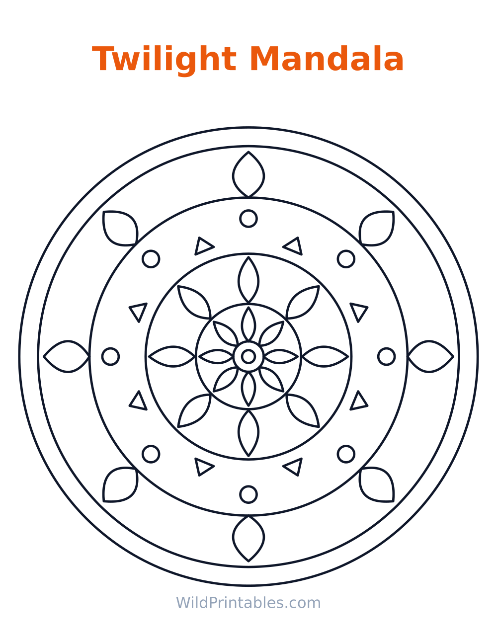 Twilight Mandala — free printable mandala for kids