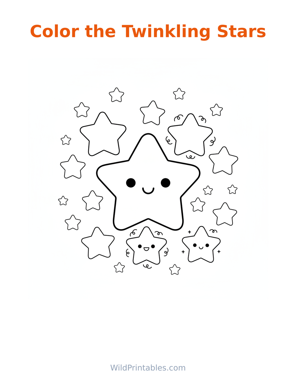 Twinkling Stars Coloring Page — free printable coloring for kids