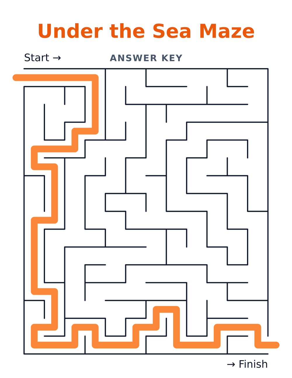 Under the Sea Maze — answer key