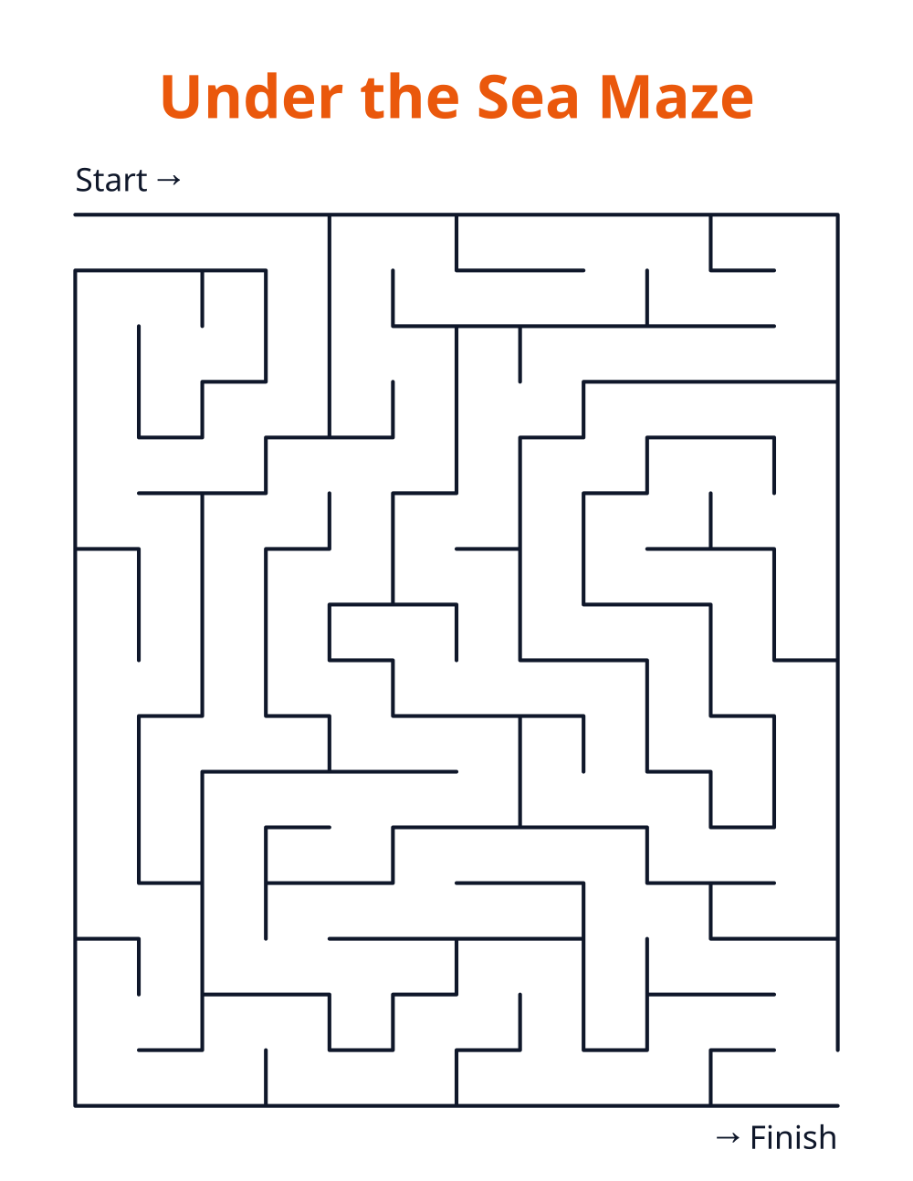 Under the Sea Maze — free printable maze for kids