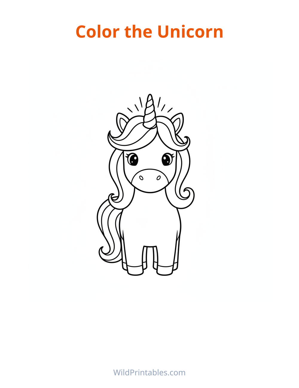 Unicorn Coloring Page — free printable coloring for kids