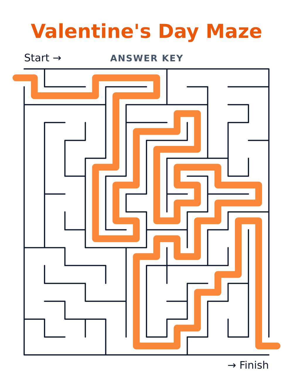 Valentine's Day Maze — answer key