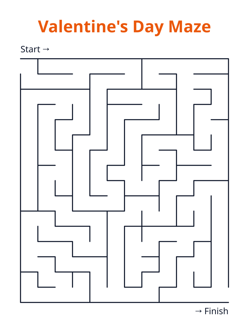 Valentine's Day Maze — free printable maze for kids