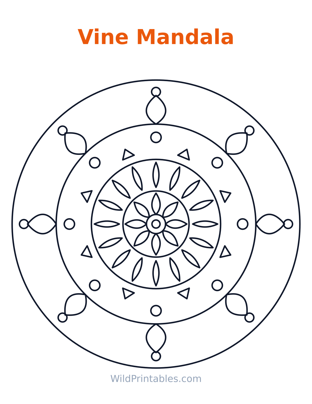 Vine Mandala — free printable mandala for kids