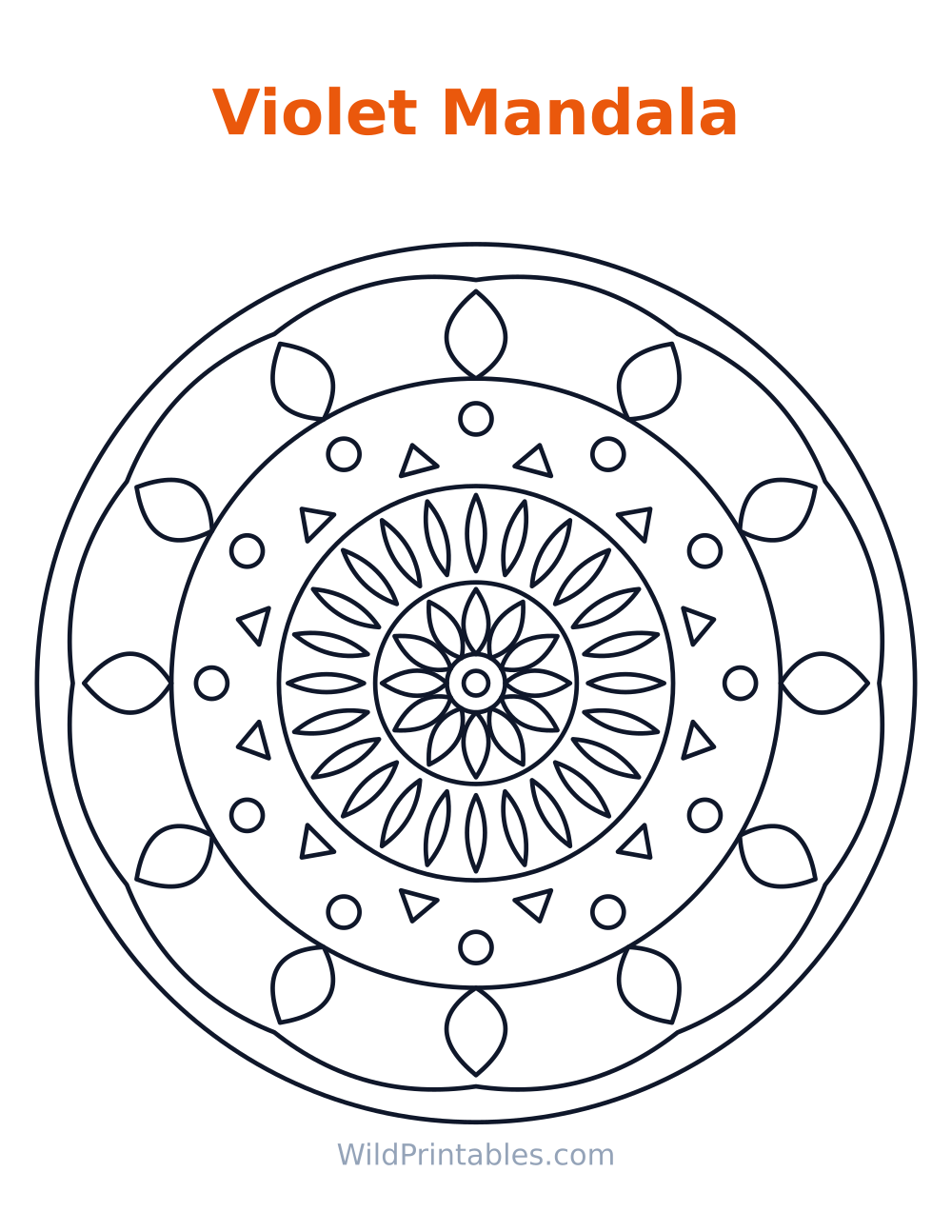 Violet Mandala — free printable mandala for kids