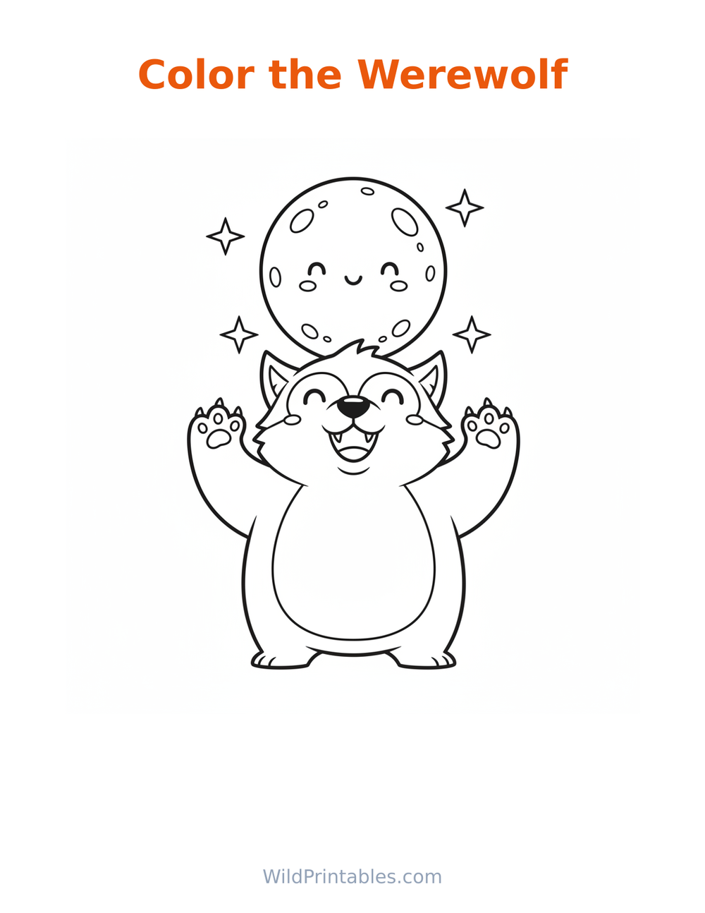 Werewolf Coloring Page — free printable coloring for kids