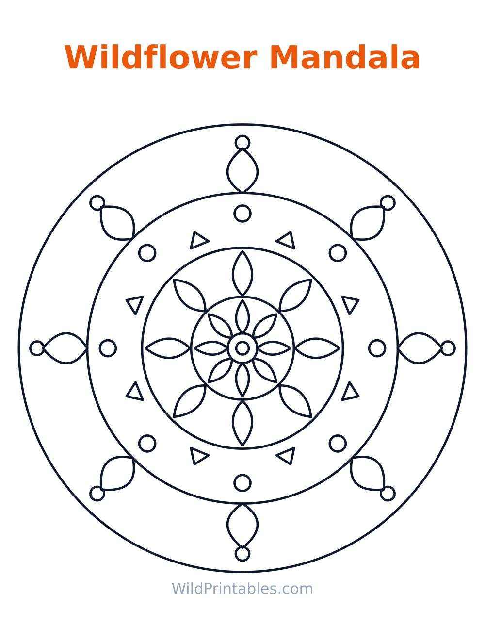 Wildflower Mandala — free printable mandala for kids