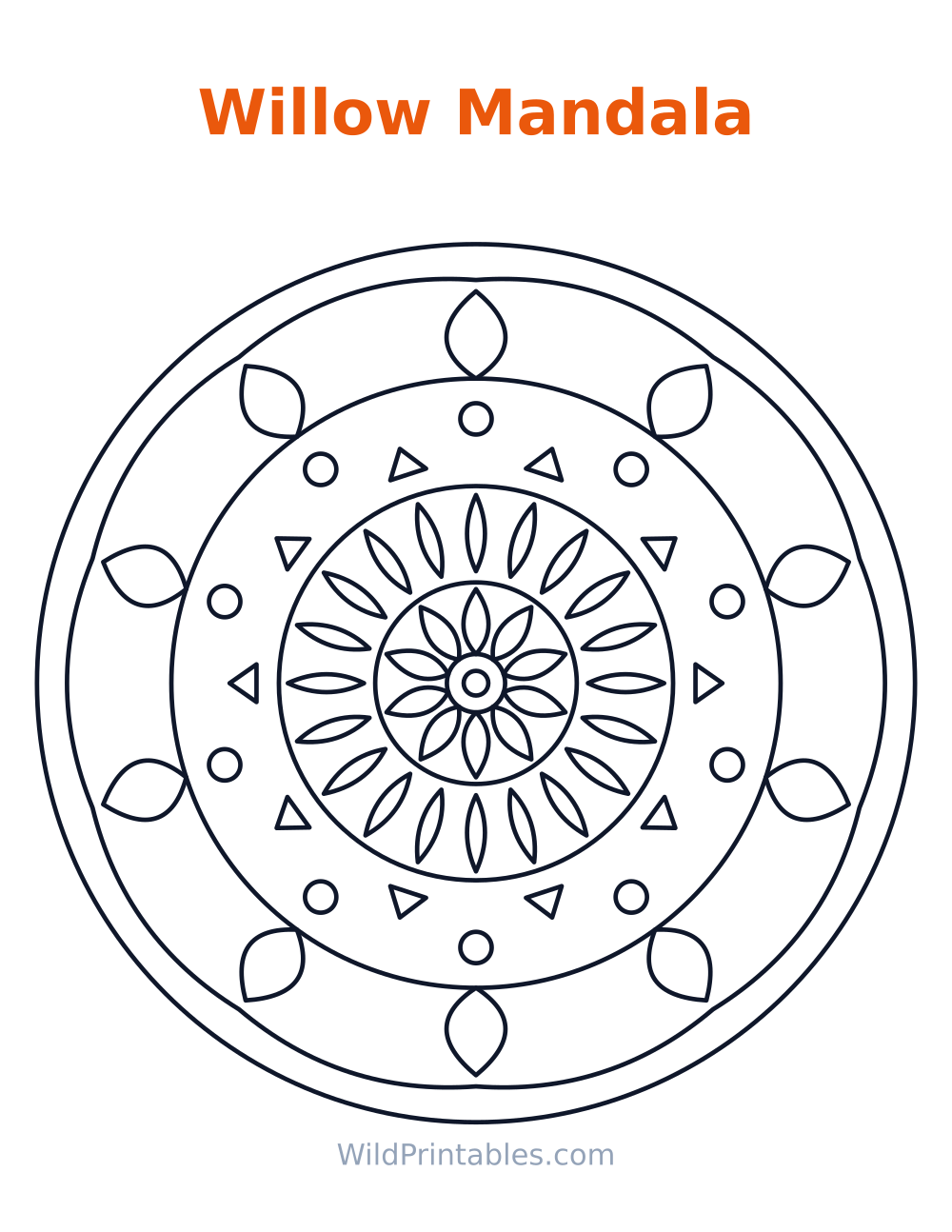 Willow Mandala — free printable mandala for kids