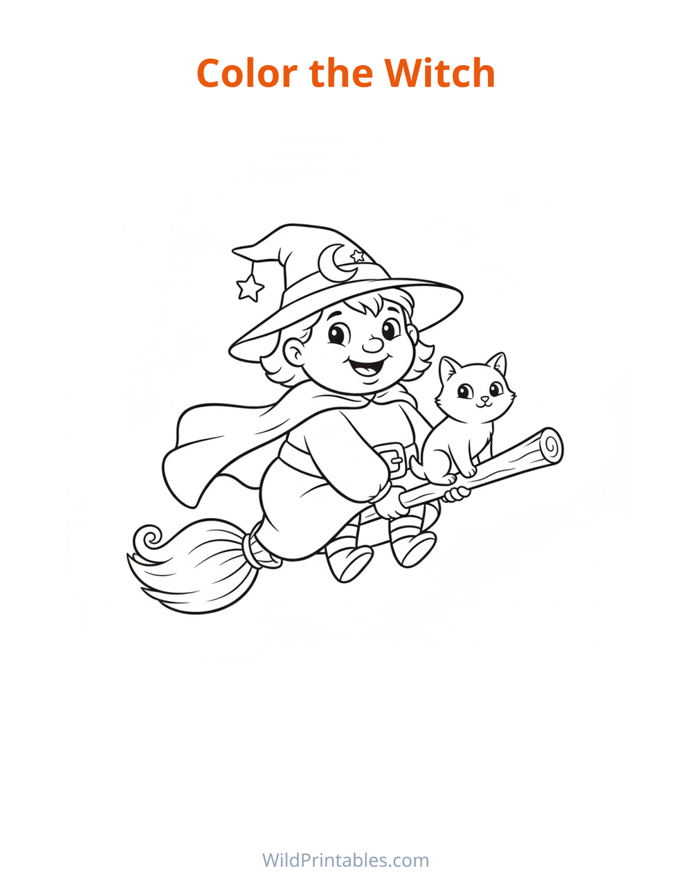 Witch Coloring Page — free printable coloring for kids