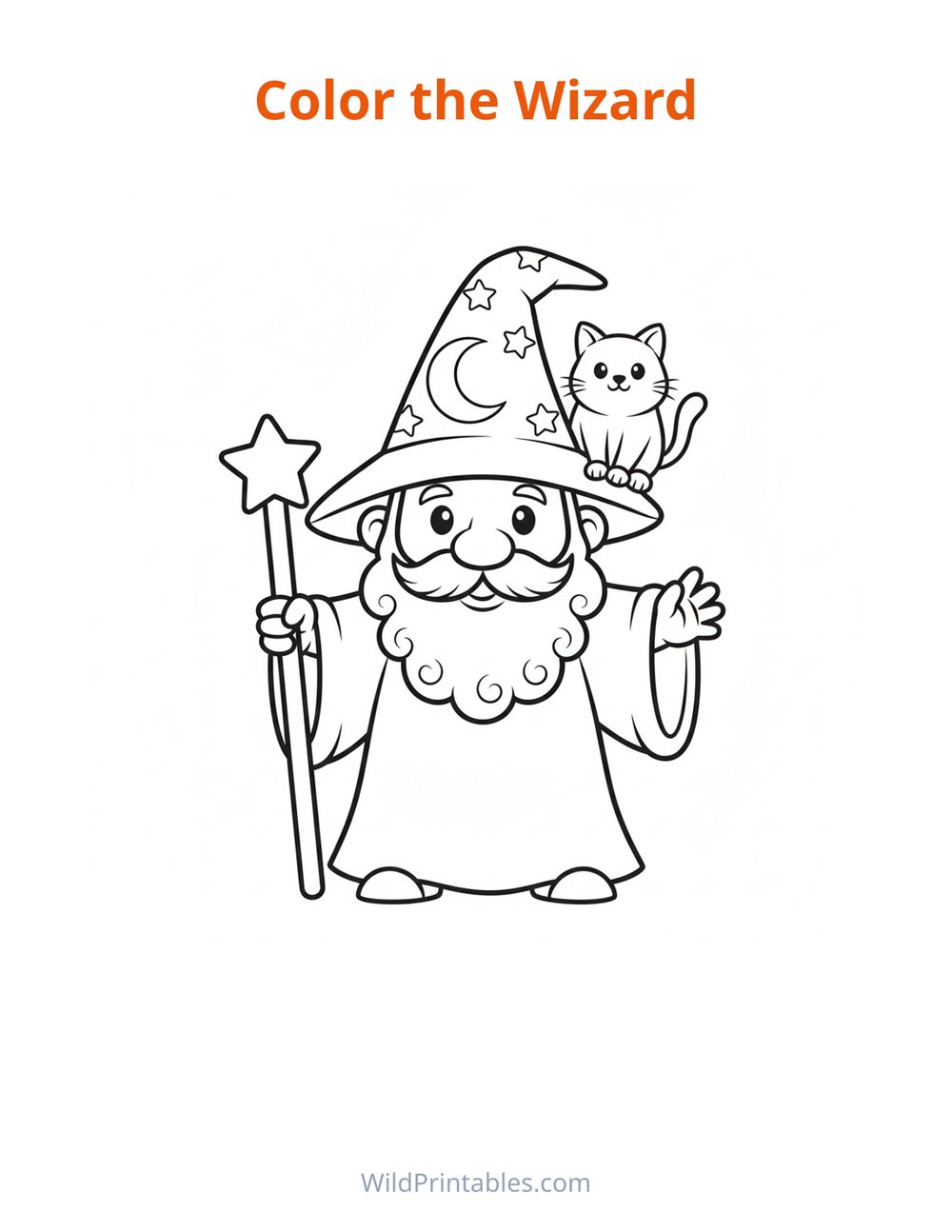 Wizard Coloring Page — free printable coloring for kids to print and color at home