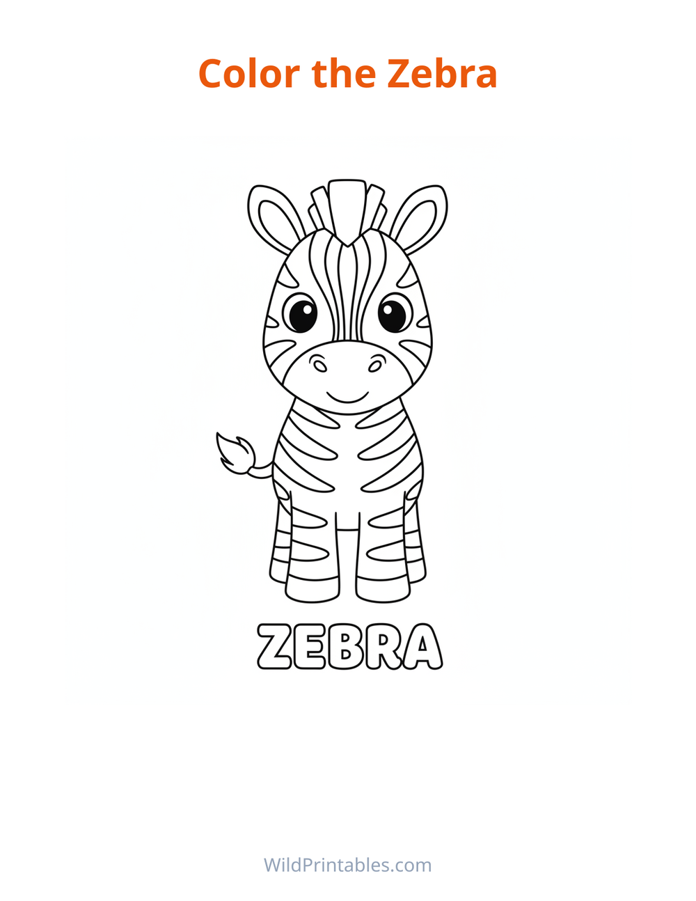 Zebra Coloring Page — free printable coloring for kids