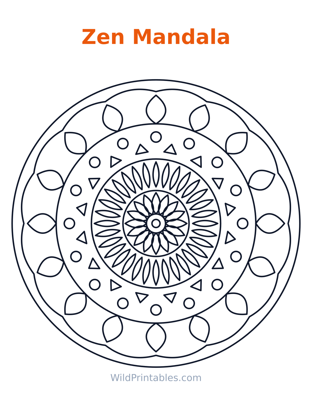 Zen Mandala — free printable mandala for kids