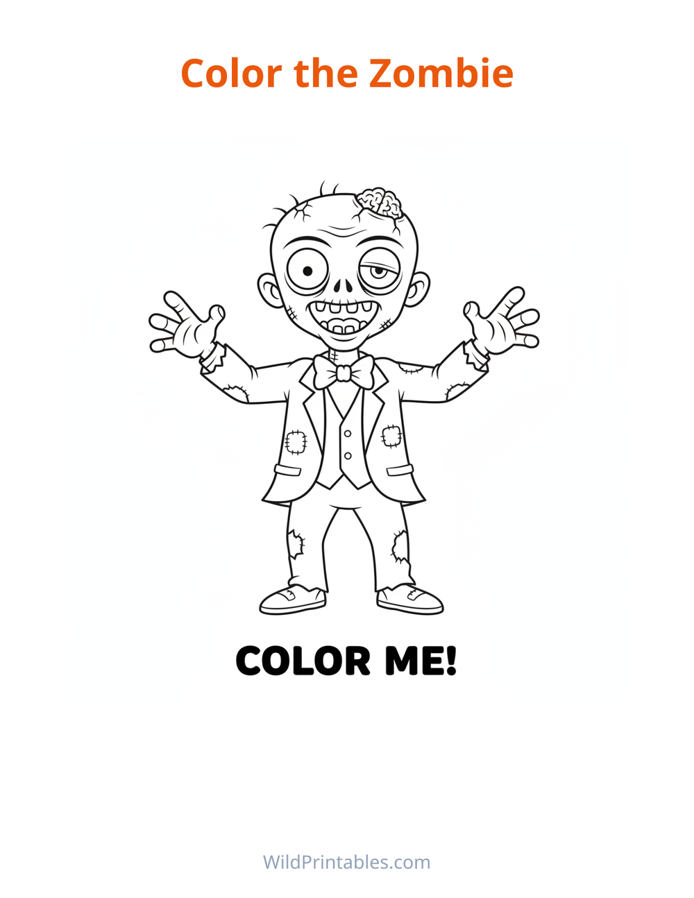 Zombie Coloring Page — free printable coloring for kids
