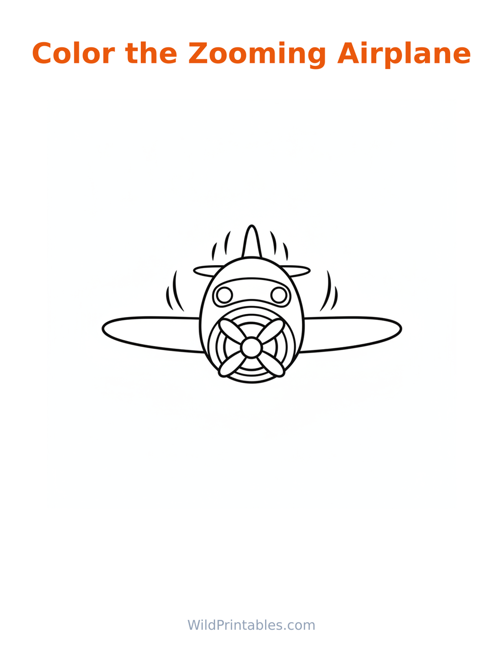 Zooming Airplane Coloring Page — free printable coloring for kids