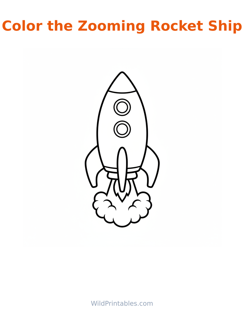 Zooming Rocket Ship Coloring Page — free printable coloring for kids